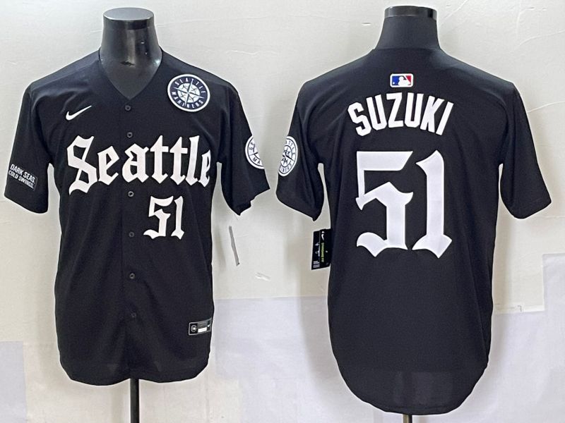 Men 2025 Seattle Mariners 51 Suzuki Five generations Joint Name Nike MLB Jersey style 10